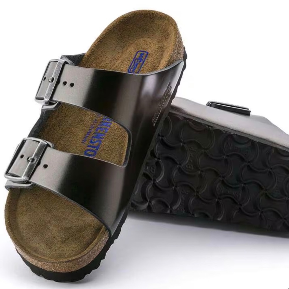 Birkenstock Arizona Soft Footbed Metallic Anthracite Sandals Size US 11-11.5